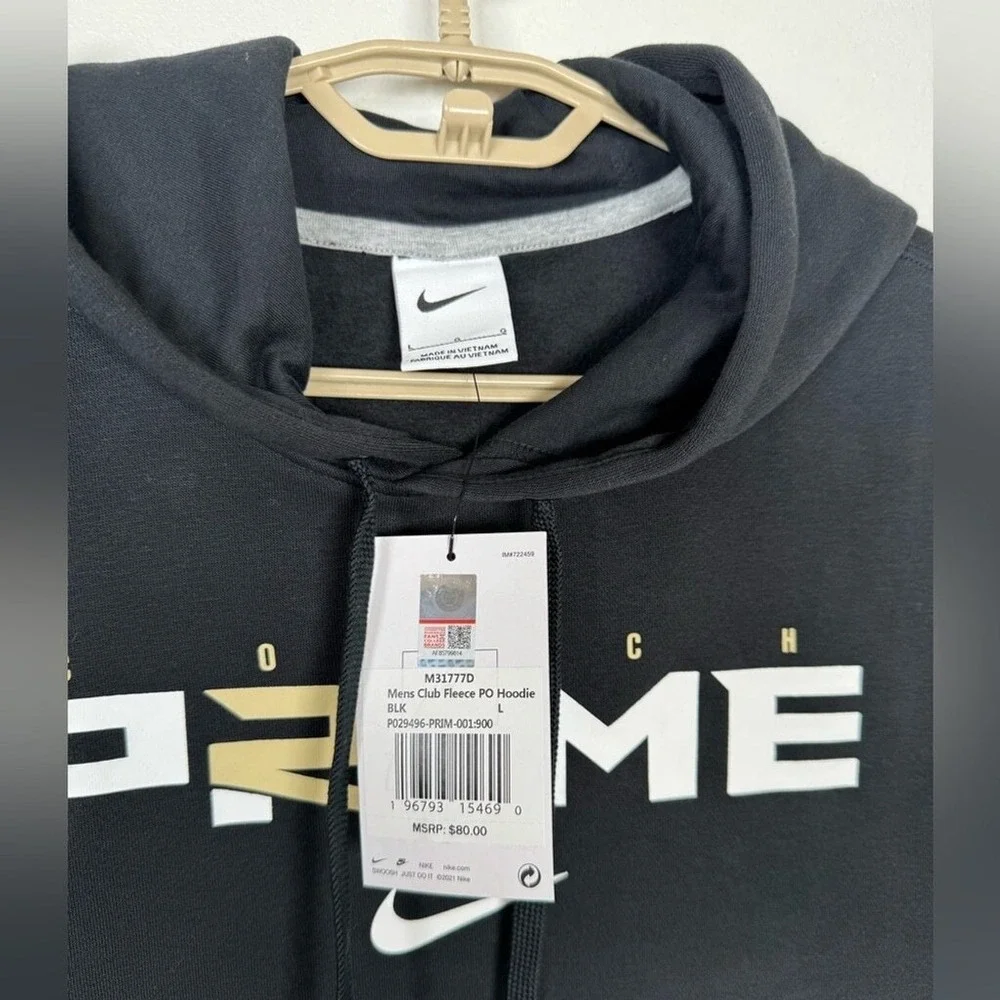 Nike‎ Men's Prime 2.0 Club Fleece Logo Pullover Hoodie, Large - Black NWT